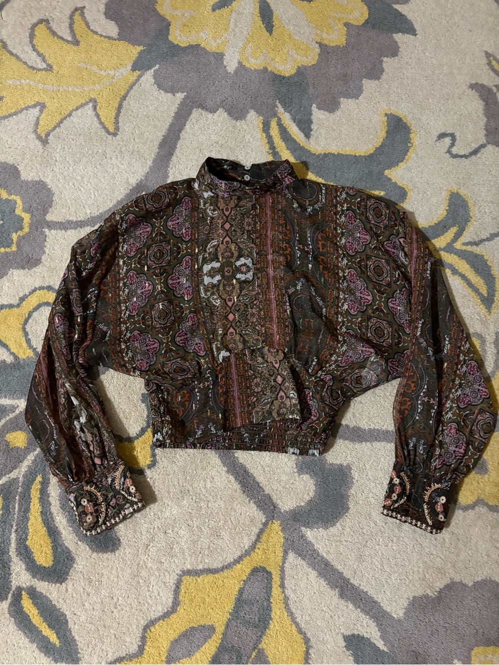 Zara Metallic Crop Blouse